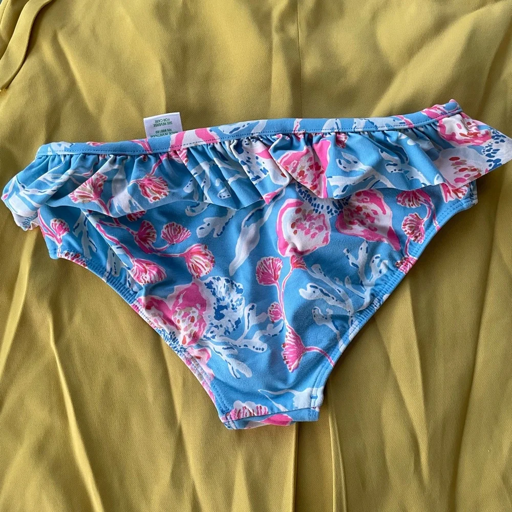 Lilly Pulitzer Blue and Pink Floral Bikini Bottom